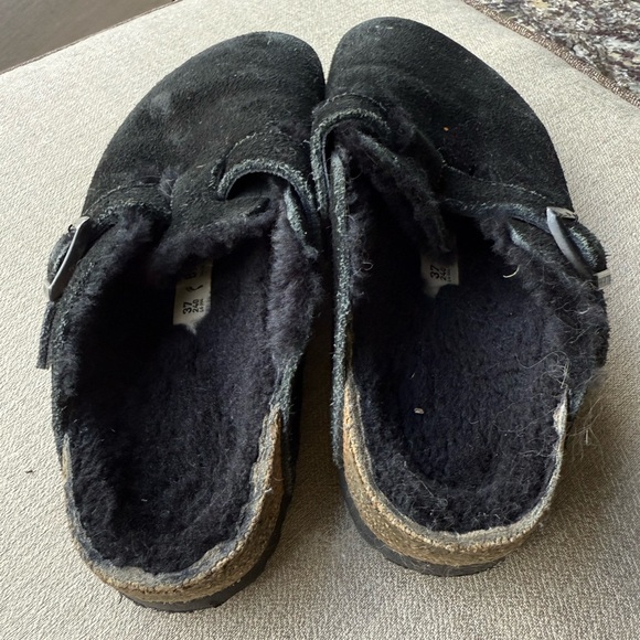 Birkenstock Black Suede Buckle Slippers - Picture 3 of 5